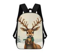 sinyumoney Christmas Deer Holding A Coffee Cup Mochila Escolar Mochilas Escolares Para Niñas Y Niños Mochila Con Bolsillo Mochila Escolar De Moda Para Niños 17inch