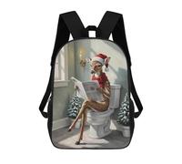 sinyumoney Christmas Deer Reading Newspaper on Toilet Mochila Escolar Infantil Estampada Para Adultos Y Niños, Mochila De Viaje Para El Día A Día 17inch