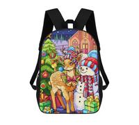 sinyumoney Christmas Deer Snowman Mochila Escolar Para Niñas Y Niños, Mochilas De Gran Capacidad, Mochilas Ligeras Para Niños Y Estudiantes 17inch