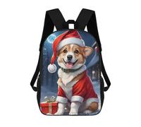 sinyumoney Christmas Dog Corgi Mochila Escolar Infantil Estampada Para Adultos Y Niños, Mochila De Viaje Para El Día A Día 17inch