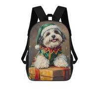 sinyumoney Christmas Dog in Elf Outfit Mochilas Escolares Para La Escuela Secundaria, Preparatoria, Universidad Y Viajes Para Niños/niñas/adolescentes 17inch