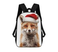 sinyumoney Christmas Fox Wearing A Santa Hat Mochilas Para Niños, Mochilas Escolares Personalizadas En 3D Para Niños Y Niñas, Mochilas Escolares Grandes, Mochilas Informales Para El Día A Día 17inch