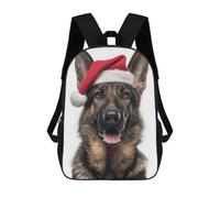 sinyumoney Christmas German Shepherd Dog with Santa Hat Mochila Grande Escolar Para Niños - Perfecta Para Viajes, Trabajo Y Uso Diario 17inch