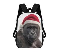 sinyumoney Christmas Gorilla Wearing Santa Hat Mochilas Para Niños Y Estudiantes, Mochilas Escolares Impresas En 3D, Mochilas Para Estudiantes De Primaria Y Secundaria Para Niños Y Niñas 17inch