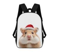 sinyumoney Christmas Hamster with Santa Hat Mochila Escolar Impresa En 3D Para Niños, Mochila Escolar, Mochilas De Viaje, Bolso Informal De Moda Para Niños Y Estudiantes 17inch