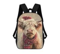 sinyumoney Christmas Highland Cow Art Print-2 Mochilas Infantiles Mochila Escolar Impresa En 3D Para Niños Mochilas De Viaje Bolsas Para Libros Para Niños 17inch Mochila Escolar