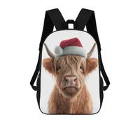 sinyumoney Christmas Highland Cow Portrait Mochilas Para Niños Mochila Escolar Mochila Escolar Impresa En 3D Para Niños Estudiantes De Primaria Y Secundaria 17inch
