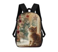 sinyumoney Christmas Kitten Window Snow Mochila Grande Para Portátil Resistente Al Agua Para La Escuela - Perfecta Para Viajes, Trabajo Y Uso Diario 17inch