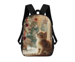 sinyumoney Christmas Kitten Window Snow Mochila Grande Para Portátil Resistente Al Agua Para La Escuela - Perfecta Para Viajes, Trabajo Y Uso Diario 17inch