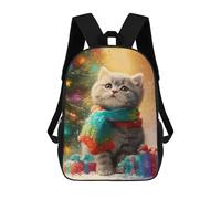 sinyumoney Christmas Kitten with Presents-2 Mochila Escolar, Mochila De Día, Mochila De Negocios, Mochila Impermeable Para Libros Para Niñas, Niños Y Adolescentes 17inch