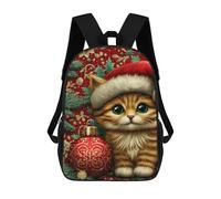 sinyumoney Christmas Kitten with Santa Hat Mochilas Escolares Mochila Escolar Ligera Mochila De Día Mochila Escolar Para La Universidad Para Niños/Niñas/Adolescentes 17inch