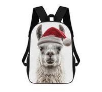 sinyumoney Christmas Llama Wearing A Santa Hat Mochila Ligera Informal Para El Día A Día, Mochila Escolar Para Hombres/mujeres 17inch