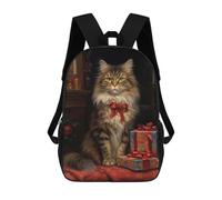 sinyumoney Christmas Maine Coon Cat Mochila Escolar Impresa En 3D Mochilas Informales Para Niños Mochila Escolar Impresa En 3D Para Niños De Primaria Y Secundaria 17inch