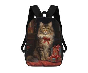 sinyumoney Christmas Maine Coon Cat Mochilas Escolares Resistentes Al Agua Mochila Escolar De Negocios - Perfecta Para Viajes, Trabajo Y Uso Diario 17inch
