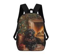 sinyumoney Christmas Newfoundland Dog by Fireplace Painting Mochilas Escolares Para Niños Y Niñas, Mochilas Deportivas Informales Para Primaria, Mochilas De Gran Capacidad Para Libros 17inch