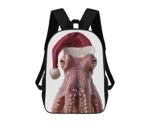 sinyumoney Christmas Octopus with Santa Hat Portrait Mochilas Para Niños Y Estudiantes, Mochilas Escolares Impresas En 3D, Mochilas Para Estudiantes De Primaria Y Secundaria Para Niños Y Niñas 17inch