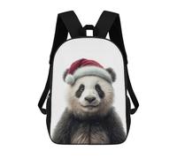 sinyumoney Christmas Panda with Santa Hat Portrait Mochila, Mochila Infantil, Mochila Escolar Para Estudiantes, Mochila Para Libros, Mochila Escolar Impresa En 3D Para Niños Y Niñas 17inch