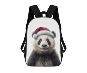 sinyumoney Christmas Panda with Santa Hat Portrait Mochila, Mochila Infantil, Mochila Escolar Para Estudiantes, Mochila Para Libros, Mochila Escolar Impresa En 3D Para Niños Y Niñas 17inch