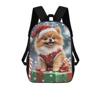 sinyumoney Christmas Pomeranian Dog Decor Mochila Escolar Grande Para Niños Para El Campus, Actividades Al Aire Libre, Viajes Y Deportes 17inch