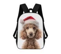 sinyumoney Christmas Poodle Dog with Santa Hat Mochilas Escolares Mochila Escolar Ligera Mochila De Día Mochila Para Libros Para La Universidad Para Hombres/mujeres 17inch