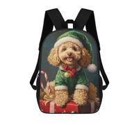 sinyumoney Christmas Poodle with Gifts Mochila Escolar Impresa En 3D 17inch Mochila Escolar Infantil Mochilas De Viaje Mochila Informal De Moda Para Niños Y Estudiantes