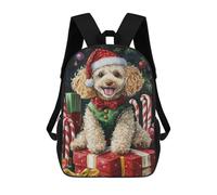 sinyumoney Christmas Poodle with Presents-3 Mochila Escolar Infantil De 17 Pulgadas, Mochila Escolar Impresa En 3D Para Niños De Primaria Y Secundaria