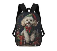 sinyumoney Christmas Poodle with Presents-4 Mochila Escolar Secundaria Informal Para Viajes, Mochilas Para La Escuela Secundaria, Para Acampar, Aventuras Al Aire Libre Y Viajes Diarios 17inch