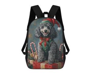 sinyumoney Christmas Poodle with Santa Hat Mochilas Escolares Para Ordenador, Ideales Para El Colegio/trabajo/viajes, Acampadas, Aventuras Al Aire Libre Y Viajes Diarios 17inch