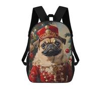 sinyumoney Christmas Pug in Red Uniform Mochila Escolar Infantil De 17 Pulgadas Con Estampado 3D De Películas De Anime Para Niños, Mochila De Viaje, Mochila Escolar Infantil