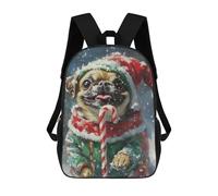 sinyumoney Christmas Pug with Candy Cane Mochila Escolar Ligera Para Aeropuerto Y Universidad Para Estudiantes. Mochila Para La Escuela/trabajo/viajes 17inch