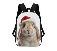 sinyumoney Christmas Rabbit with Santa Hat Mochila Infantil Para Niñas Y Niños, Mochila De Día, Escuela Primaria, Perfecta Para La Vuelta Al Cole O Educación Física, Regalos Y Viajes 17inch