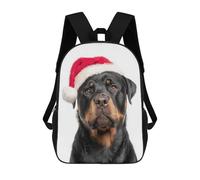 sinyumoney Christmas Rottweiler Dog with Santa Hat Mochila Escolar Infantil Impresa En 3D Para Niños, Mochilas De Viaje, Bolsas Para Libros Para Niños Estudiantes De Primaria 17inch