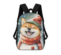sinyumoney Christmas Shiba Inu Dog Art Print-2 Mochila Escolar Infantil Impresa En 3D 17inch Mochilas De Moda Para Niños De Primaria Y Secundaria