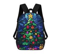 sinyumoney Christmas Tree Stained Glass Art Mochila Infantil De Moda Divertida Mochila Escolar Para Niños Y Adolescentes Con Impresión 3D Para Niños 17inch