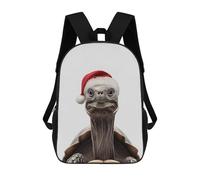 sinyumoney Christmas Turtle with Santa Hat Mochila Escolar Infantil Impresa En 3D Para Niños, Mochilas De Viaje, Bolsas Para Libros Para Niños Estudiantes De Primaria 17inch