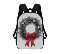 sinyumoney Christmas Wreath with Red Bow Mochila Escolar Infantil Impresa En 3D, Mochila Informal De Moda Para Niños, Mochila De Viaje De Alta Capacidad Para Libros Para Niños 17inch