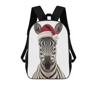 sinyumoney Christmas Zebra with Santa Hat Mochila Escolar Para Niños Mochila Escolar Impresa En 3D Mochila Escolar De Moda Para Niños De Primaria Y Secundaria 17inch