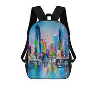sinyumoney City in Blue Light Mochila Escolar Para El Trabajo, Negocios, Universidad Y Escuela Para Hombres, Mujeres Y Adolescentes 17inch