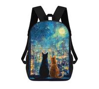 sinyumoney City Night Sky Cats Mochila Escolar De Moda, Mochila Para Material Escolar, Mochila Impermeable Informal Para Hombres/mujeres 17inch