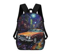 sinyumoney City Nights Vintage Car Art Print Mochilas De 17 Pulgadas Para Niños, Mochilas Escolares Impresas En 3D Para Estudiantes De Primaria Y Secundaria, Para Niños Y Niñas.