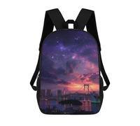 sinyumoney City Skyline with Rainbow Bridge Mochila Escolar Para Ordenador Portátil Para La Escuela/trabajo/viajes: Perfecta Para Viajes, Trabajo Y Uso Diario 17inch