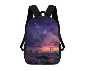 sinyumoney City Skyline with Rainbow Bridge Mochila Escolar Para Ordenador Portátil Para La Escuela/trabajo/viajes: Perfecta Para Viajes, Trabajo Y Uso Diario 17inch