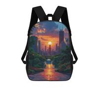 sinyumoney City Sunset Reflections Mochila Escolar De 17 Pulgadas Para Adolescentes, Con Estampado 3D, Ajustable Y Con Bolsillos, Ideal Para Niños, Niñas Y Estudiantes.
