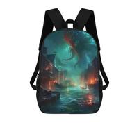 sinyumoney City Under Siege by Sea Monster Mochila Infantil De Moda Divertida Mochila Escolar Para Niños Y Adolescentes Con Impresión 3D Para Niños 17inch
