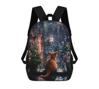 sinyumoney Cityscape Cat Reflection Mochila Escolar Infantil Impresa En 3D Para Niños, Mochila De Viaje De Alta Capacidad, Mochilas Para Libros De 17 Pulgadas Para Niños