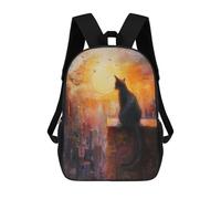 sinyumoney Cityscape Cat Sunset Painting Mochila Escolar Impresa En 3D 17inch Mochila Escolar Infantil Mochilas De Viaje Mochila Informal De Moda Para Niños Y Estudiantes