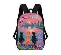 sinyumoney Cityscape Cats Sunset Art Print Mochilas Escolares, De Viaje Y Universitarias Para Hombres, Mujeres Y Adolescentes 17inch