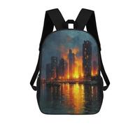 sinyumoney Cityscape Reflections at Night Mochilas Escolares, De Viaje Y Universitarias Para Hombres, Mujeres Y Adolescentes 17inch