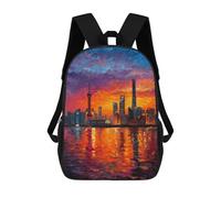 sinyumoney Cityscape Sunset Reflections -2 Mochilas Escolares Para La Escuela Secundaria, Preparatoria, Universidad Y Viajes Para Hombres, Mujeres Y Adolescentes 17inch