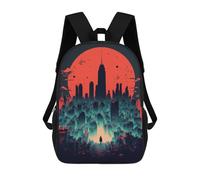 sinyumoney Cityscape Under A Red Moon Mochila Infantil, Mochila Escolar Impresa En 3D, Mochila Para Niños Y Niñas, Mochila Escolar Ajustable Para La Escuela Primaria 17inch